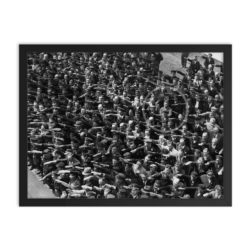 August Landmasser, The Man Who Refused to Salute Hitler, 1936 framed print on a plain backdrop in size 18