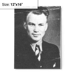 August Landmesser metal print on a plain backdrop in size 12"x16".