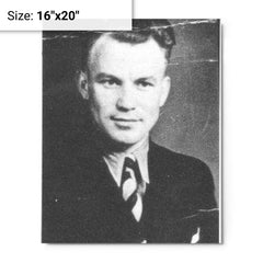 August Landmesser metal print on a plain backdrop in size 16"x20".