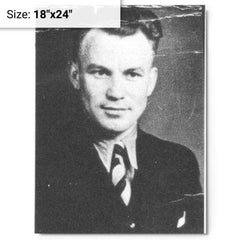 August Landmesser metal print on a plain backdrop in size 18"x24".