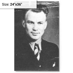 August Landmesser metal print on a plain backdrop in size 24"x36".