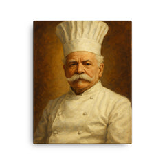 Auguste Escoffier canvas print on a plain backdrop in size 16"x20".