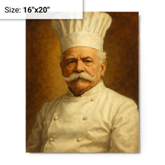 Auguste Escoffier metal print on a plain backdrop in size 16"x20".