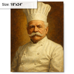 Auguste Escoffier metal print on a plain backdrop in size 18"x24".