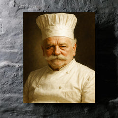 Auguste Escoffier portrait metal print mockup