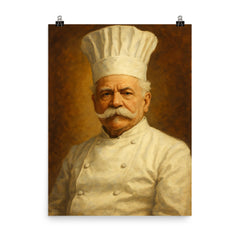 Auguste Escoffier poster on a plain backdrop in size 8"x10".
