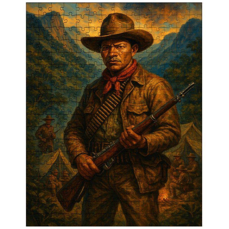 Augusto Cesar Sandino in mountain guerrilla camp jigsaw puzzle