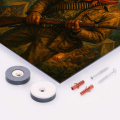 Augusto Cesar Sandino in mountain guerrilla camp metal print mockup