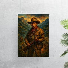 Augusto Cesar Sandino in mountain guerrilla camp poster 7