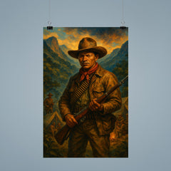 Augusto Cesar Sandino in mountain guerrilla camp poster 9