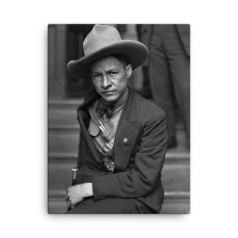 Augusto Sandino canvas print on a plain backdrop in size 18