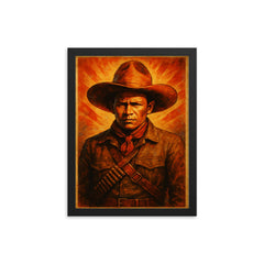 Augusto Sandino framed print on a plain backdrop in size 12"x16".