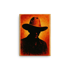 Augusto Sandino hat and silhouette canvas print on a plain backdrop in size 12"x16".
