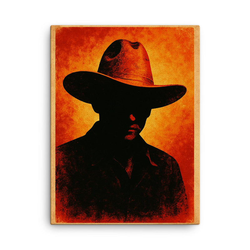 Augusto Sandino hat and silhouette canvas print on a plain backdrop in size 18