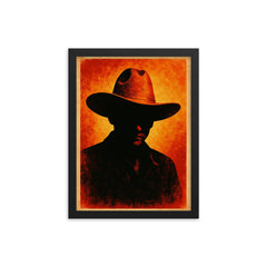 Augusto Sandino hat and silhouette framed print on a plain backdrop in size 12"x16".
