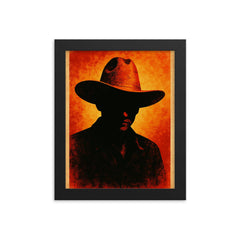 Augusto Sandino hat and silhouette framed print on a plain backdrop in size 8"x10".