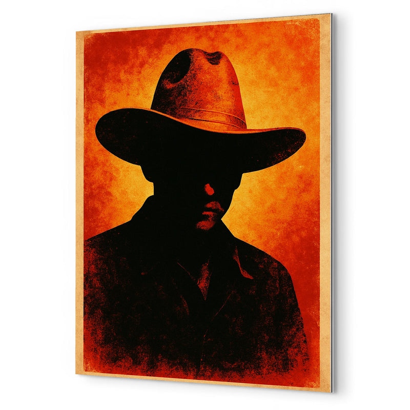 Augusto Sandino hat and silhouette metal print mockup