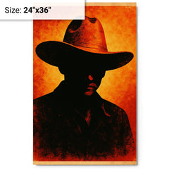 Augusto Sandino hat and silhouette metal print on a plain backdrop in size 24"x36".