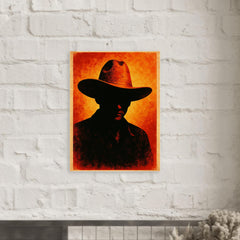 Augusto Sandino hat and silhouette metal print mockup