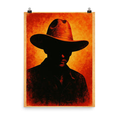 Augusto Sandino hat and silhouette poster on a plain backdrop in size 8"x10".