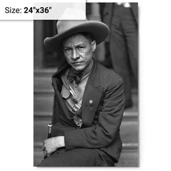 Augusto Sandino metal print on a plain backdrop in size 24"x36".