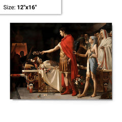 Augustus at the Tomb of Alexander the Great by Lionel Royer metal print on a plain backdrop in size 12"x16".