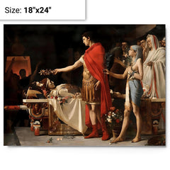 Augustus at the Tomb of Alexander the Great by Lionel Royer metal print on a plain backdrop in size 18"x24".