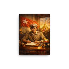 Aung San at Burmese independence desk canvas print on a plain backdrop in size 12"x16".