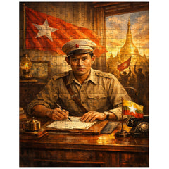 Aung San at Burmese independence desk jigsaw puzzle