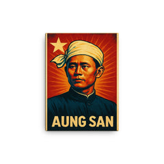 Aung San canvas print on a plain backdrop in size 12"x16".