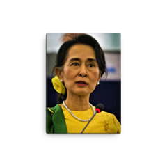 Aung San Suu Kyi canvas print on a plain backdrop in size 12"x16".