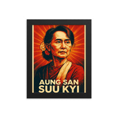 Aung San Suu Kyi framed print on a plain backdrop in size 8"x10".