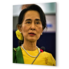 Aung San Suu Kyi metal print mockup