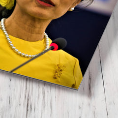 Aung San Suu Kyi metal print mockup