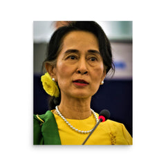 Aung San Suu Kyi poster on a plain backdrop in size 16"x20".