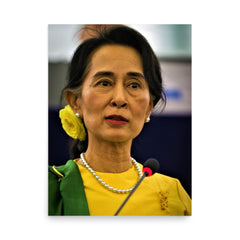 Aung San Suu Kyi poster on a plain backdrop in size 18"x24".