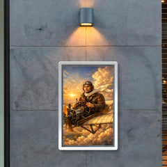 Aurel Vlaicu above early monoplane wings poster 2