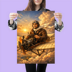 Aurel Vlaicu above early monoplane wings poster 3