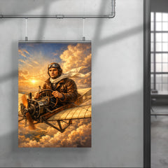 Aurel Vlaicu above early monoplane wings poster 4