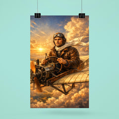 Aurel Vlaicu above early monoplane wings poster 6
