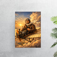 Aurel Vlaicu above early monoplane wings poster 7