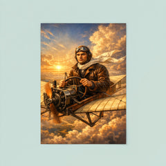 Aurel Vlaicu above early monoplane wings poster 8