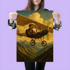 Aurel Vlaicu over the Carpathians in monoplane poster 3