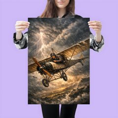 Aurel Vlaicu with fragile monoplane against storm poster 3