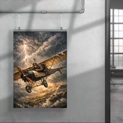 Aurel Vlaicu with fragile monoplane against storm poster 4