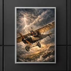Aurel Vlaicu with fragile monoplane against storm poster 5