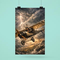 Aurel Vlaicu with fragile monoplane against storm poster 6