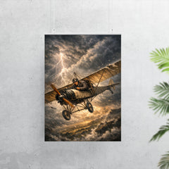 Aurel Vlaicu with fragile monoplane against storm poster 7