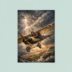 Aurel Vlaicu with fragile monoplane against storm poster 8