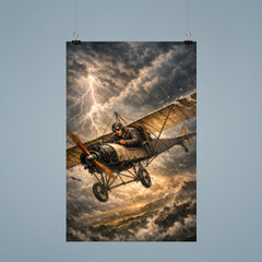 Aurel Vlaicu with fragile monoplane against storm poster 9
